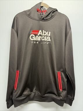 Men's NWOT Abu Garcia Hoodie Sweatshirt Embroidered Pullover Black - Sz Medium